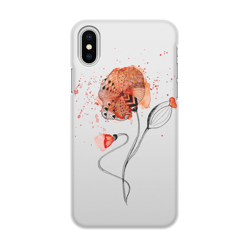 Printio Чехол для iPhone X/XS, объёмная печать Акварельный мак