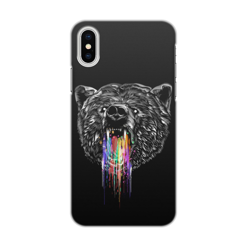 Printio Чехол для iPhone X/XS, объёмная печать Радужный медведь printio чехол для iphone x xs объёмная печать единорог блюющий радугой
