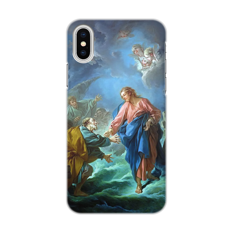 Printio Чехол для iPhone X/XS, объёмная печать Святой петр, пробующий идти по воде