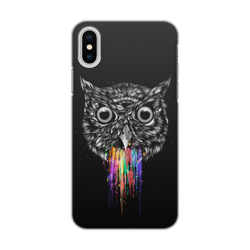 Printio Чехол для iPhone X/XS, объёмная печать Радужная сова