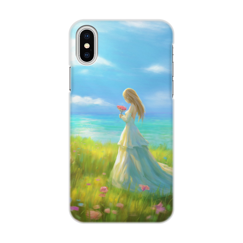 Заказать чехол для iPhone X/XS в Москве. Чехол для iPhone X/XS, объёмная печать Девушка с цветами от Дана Столыпина - готовые дизайны и нанесение принтов.