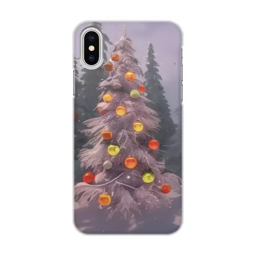 Заказать чехол для iPhone X/XS в Москве. Чехол для iPhone X/XS, объёмная печать Зимний новогодний лес от Anstey  - готовые дизайны и нанесение принтов.