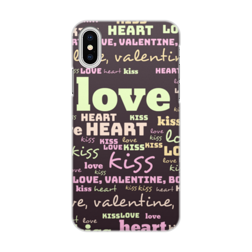 Заказать чехол для iPhone X/XS в Москве. Чехол для iPhone X/XS, объёмная печать Love,heart, kiss от zakudsa@yandex.ru - готовые дизайны и нанесение принтов.