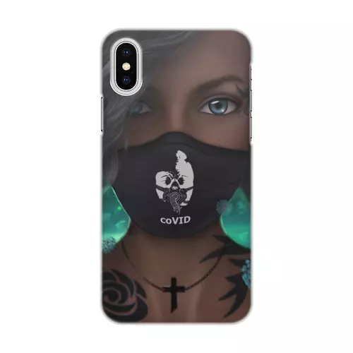Заказать чехол для iPhone X/XS в Москве. Чехол для iPhone X/XS, объёмная печать Девушка в маске coVID от Дана Столыпина - готовые дизайны и нанесение принтов.