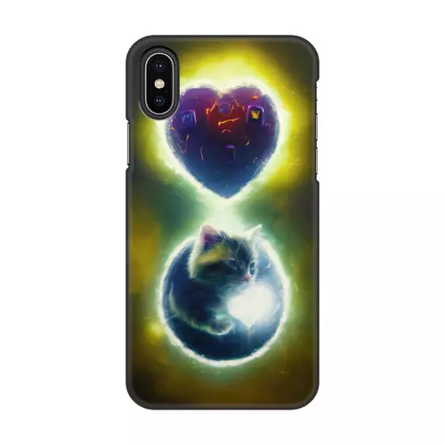 Заказать чехол для iPhone X/XS в Москве. Чехол для iPhone X/XS, объёмная печать Котик и Сердце от Дана Столыпина - готовые дизайны и нанесение принтов.