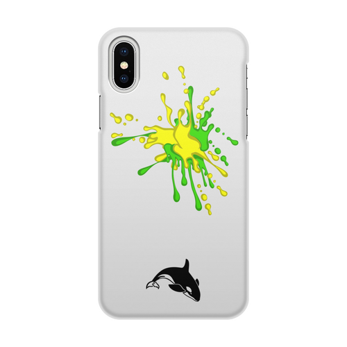 Заказать чехол для iPhone X/XS в Москве. Чехол для iPhone X/XS, объёмная печать Разноцветная клякса и дельфин от Наташа - готовые дизайны и нанесение принтов.