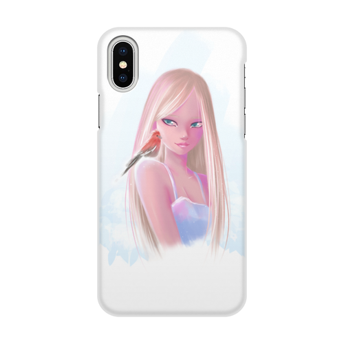 Заказать чехол для iPhone X/XS в Москве. Чехол для iPhone X/XS, объёмная печать Девушка с птицей от Дана Столыпина - готовые дизайны и нанесение принтов.