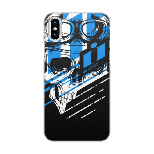 Заказать чехол для iPhone X/XS в Москве. Чехол для iPhone X/XS, объёмная печать Череп Icon синий от Dartz  - готовые дизайны и нанесение принтов.