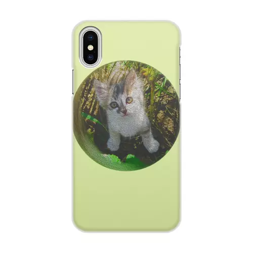 Заказать чехол для iPhone X/XS в Москве. Чехол для iPhone X/XS, объёмная печать Маленький котенок среди травы от Margarita Lyr  - готовые дизайны и нанесение принтов.