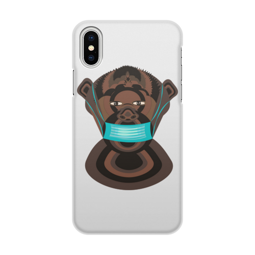 Заказать чехол для iPhone X/XS в Москве. Чехол для iPhone X/XS, объёмная печать  Шимпанзе в маске от Stil na yarkosti - готовые дизайны и нанесение принтов.