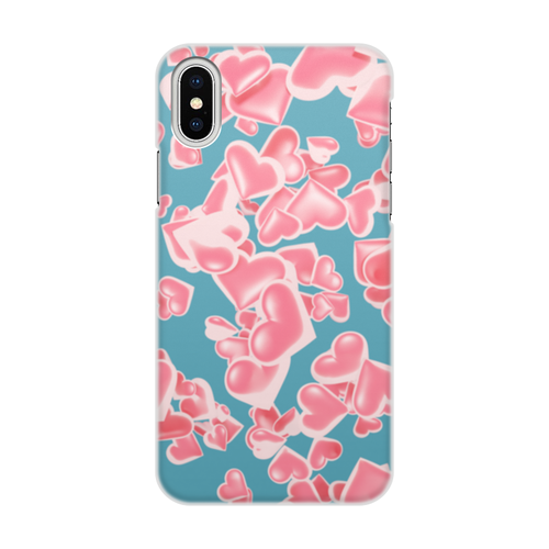 Заказать чехол для iPhone X/XS в Москве. Чехол для iPhone X/XS, объёмная печать Дождь из сердец от bd-art  - готовые дизайны и нанесение принтов.