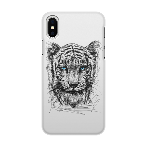 Заказать чехол для iPhone X/XS в Москве. Чехол для iPhone X/XS, объёмная печать Белый тигр от ISliM - готовые дизайны и нанесение принтов.