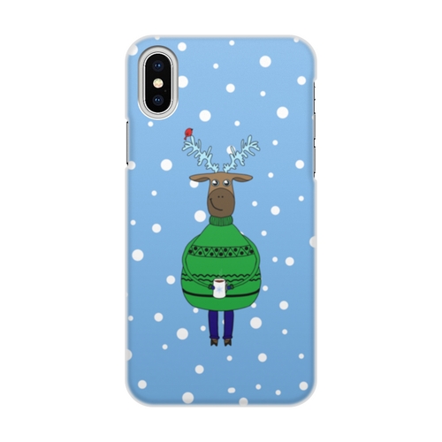 Заказать чехол для iPhone X/XS в Москве. Чехол для iPhone X/XS, объёмная печать Новогодний олень от ryskayafeya@yandex.ua - готовые дизайны и нанесение принтов.