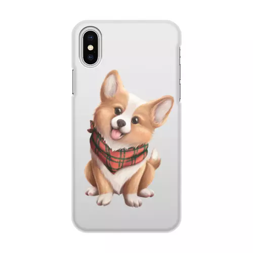 Заказать чехол для iPhone X/XS в Москве. Чехол для iPhone X/XS, объёмная печать Собака корги в шарфе от tigerda  - готовые дизайны и нанесение принтов.