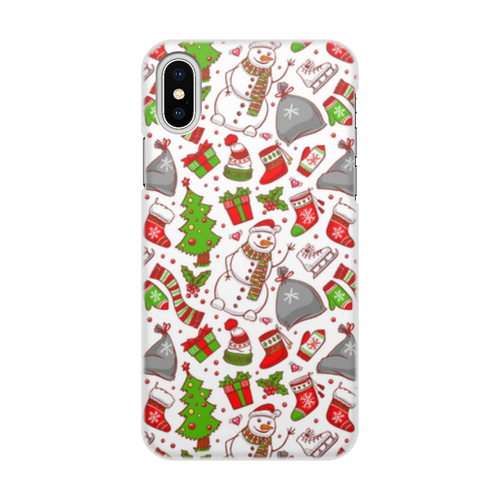 Заказать чехол для iPhone X/XS в Москве. Чехол для iPhone X/XS, объёмная печать Новогодний фон от Media M  - готовые дизайны и нанесение принтов.