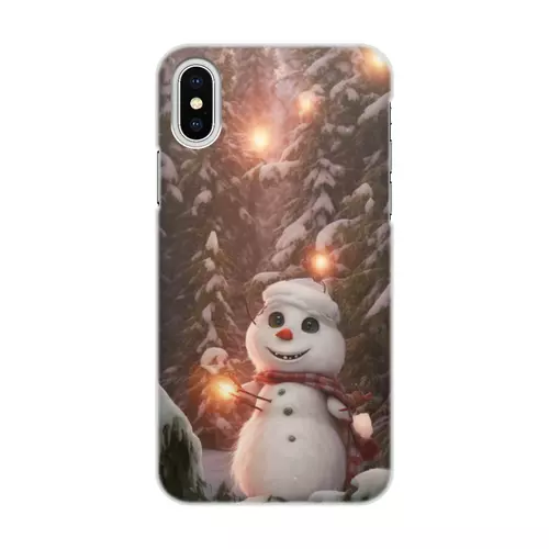 Заказать чехол для iPhone X/XS в Москве. Чехол для iPhone X/XS, объёмная печать Снеговик в лесу от Дана Столыпина - готовые дизайны и нанесение принтов.