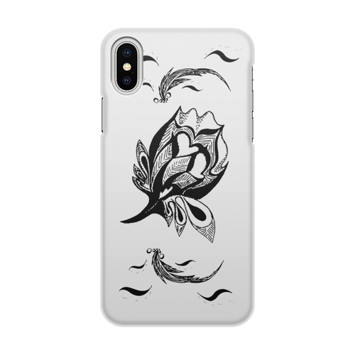 Заказать чехол для iPhone X/XS в Москве. Чехол для iPhone X/XS, объёмная печать Цветок с двумя сердечками от aviva - готовые дизайны и нанесение принтов.