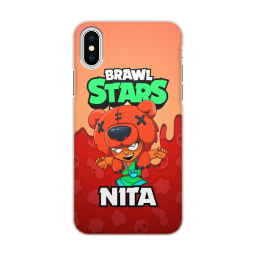 Заказать чехол для iPhone X/XS в Москве. Чехол для iPhone X/XS, объёмная печать BRAWL STARS NITA от geekbox - готовые дизайны и нанесение принтов.