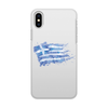 Заказать чехол для iPhone X/XS в Москве. Чехол для iPhone X/XS, объёмная печать Греческий флаг от GRstyle  - готовые дизайны и нанесение принтов.