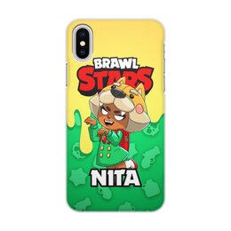 Заказать чехол для iPhone X/XS в Москве. Чехол для iPhone X/XS, объёмная печать BRAWL STARS NITA от geekbox - готовые дизайны и нанесение принтов.