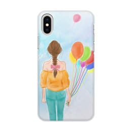 Заказать чехол для iPhone X/XS в Москве. Чехол для iPhone X/XS, объёмная печать Девушка с воздушными шарами от Anna Eremina - готовые дизайны и нанесение принтов.