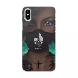 Заказать чехол для iPhone X/XS в Москве. Чехол для iPhone X/XS, объёмная печать Девушка в маске coVID от Дана Столыпина - готовые дизайны и нанесение принтов.