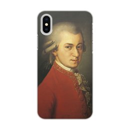 Заказать чехол для iPhone X/XS в Москве. Чехол для iPhone X/XS, объёмная печать Портрет Вольфганга Амадея Моцарта (кисти Крафт) от trend - готовые дизайны и нанесение принтов.