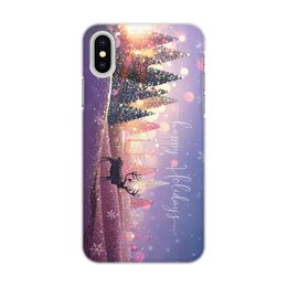 Заказать чехол для iPhone X/XS в Москве. Чехол для iPhone X/XS, объёмная печать Happy Holidays от Media M  - готовые дизайны и нанесение принтов.