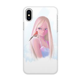 Заказать чехол для iPhone X/XS в Москве. Чехол для iPhone X/XS, объёмная печать Девушка с птицей от Дана Столыпина - готовые дизайны и нанесение принтов.