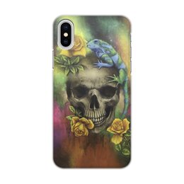 Заказать чехол для iPhone X/XS в Москве. Чехол для iPhone X/XS, объёмная печать Игуана и Череп от Дана Столыпина - готовые дизайны и нанесение принтов.