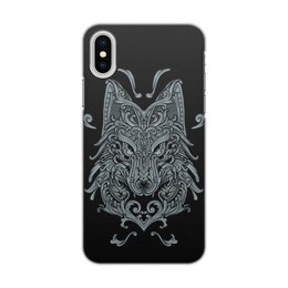 Заказать чехол для iPhone X/XS в Москве. Чехол для iPhone X/XS, объёмная печать Узорный волк от ISliM - готовые дизайны и нанесение принтов.