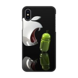 Заказать чехол для iPhone X/XS в Москве. Чехол для iPhone X/XS, объёмная печать Айфон против Андроид от Александра Супроженкова - готовые дизайны и нанесение принтов.