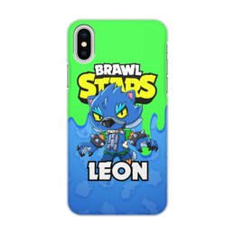 Заказать чехол для iPhone X/XS в Москве. Чехол для iPhone X/XS, объёмная печать BRAWL STARS LEON от geekbox - готовые дизайны и нанесение принтов.