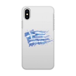 Заказать чехол для iPhone X/XS в Москве. Чехол для iPhone X/XS, объёмная печать Греческий флаг от GRstyle  - готовые дизайны и нанесение принтов.