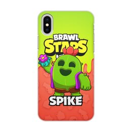 Заказать чехол для iPhone X/XS в Москве. Чехол для iPhone X/XS, объёмная печать BRAWL STARS SPIKE от geekbox - готовые дизайны и нанесение принтов.