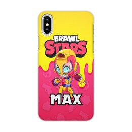 Заказать чехол для iPhone X/XS в Москве. Чехол для iPhone X/XS, объёмная печать BRAWL STARS MAX от geekbox - готовые дизайны и нанесение принтов.