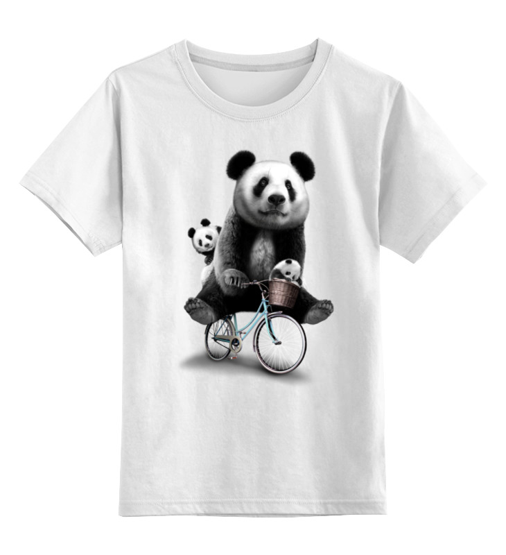 Printio Детская футболка классическая унисекс Панда на велосипеде