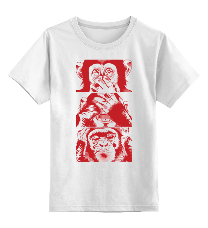Printio Детская футболка классическая унисекс Обезьяны копилка обезьяны всё слышу всё вижу всё скажу бронза 30см