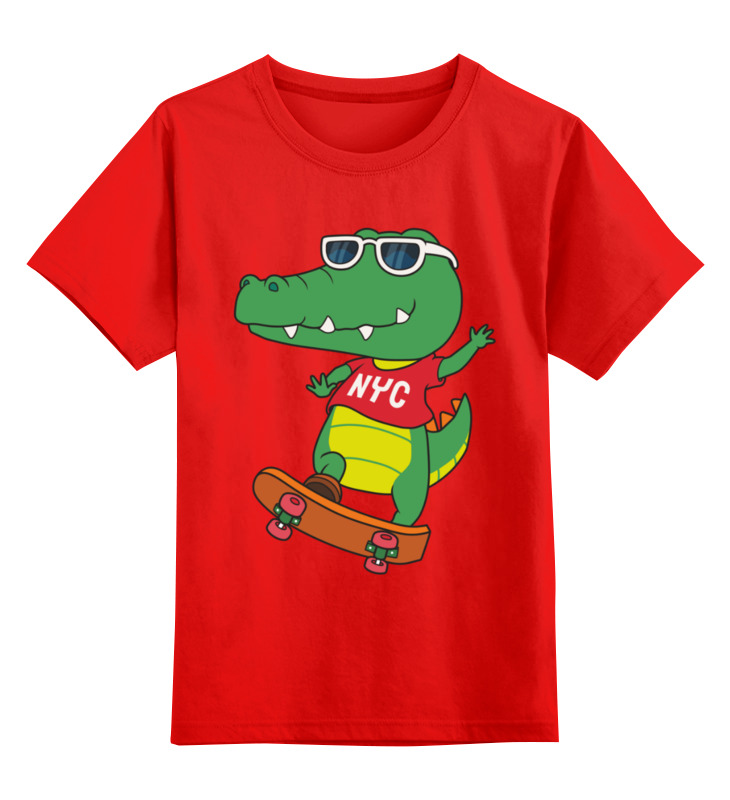 Printio Детская футболка классическая унисекс Крокодильчик на скейте