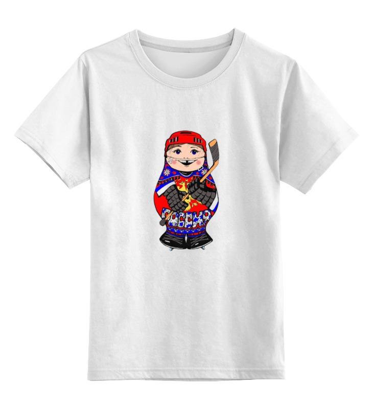 Printio Детская футболка классическая унисекс Матрешка хоккеист детская футболка матрешка с синими орнаментами 104 белый