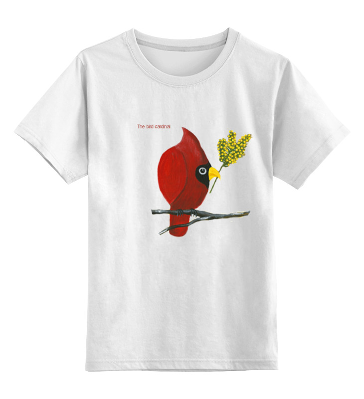 Printio Детская футболка классическая унисекс Птица кардинал с мимозой printio детская футболка классическая унисекс на ветке с мимозой