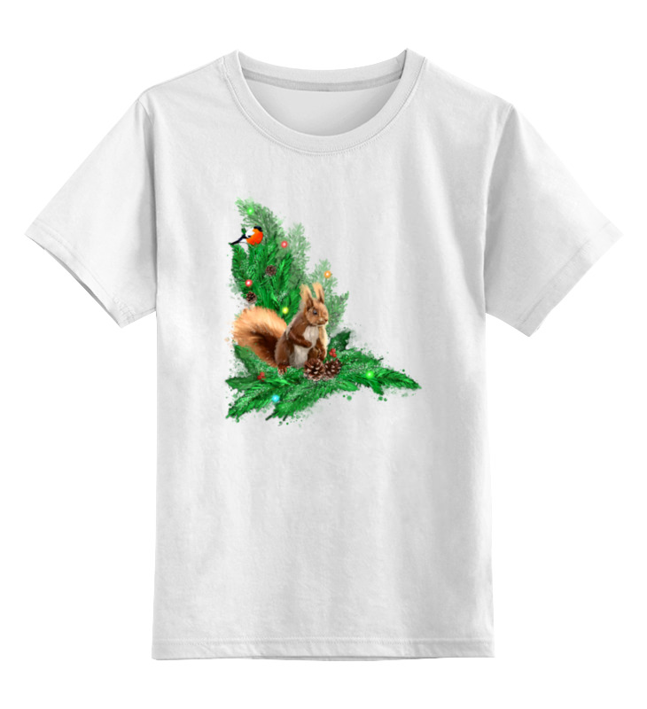 Printio Детская футболка классическая унисекс Белочка с шишками на елке. printio футболка wearcraft premium белочка с шишками на елке