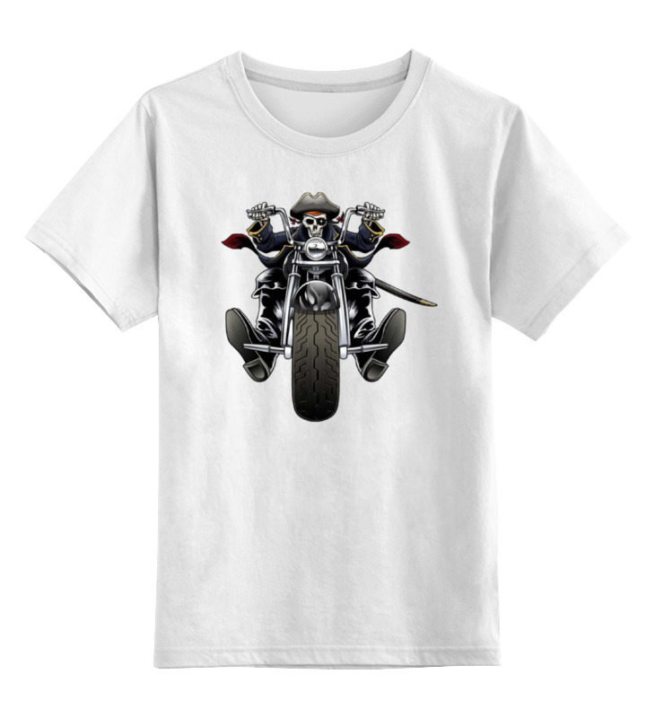 printio детская футболка классическая унисекс скелет на мотоцикле Printio Детская футболка классическая унисекс Скелетон на мотоцикле