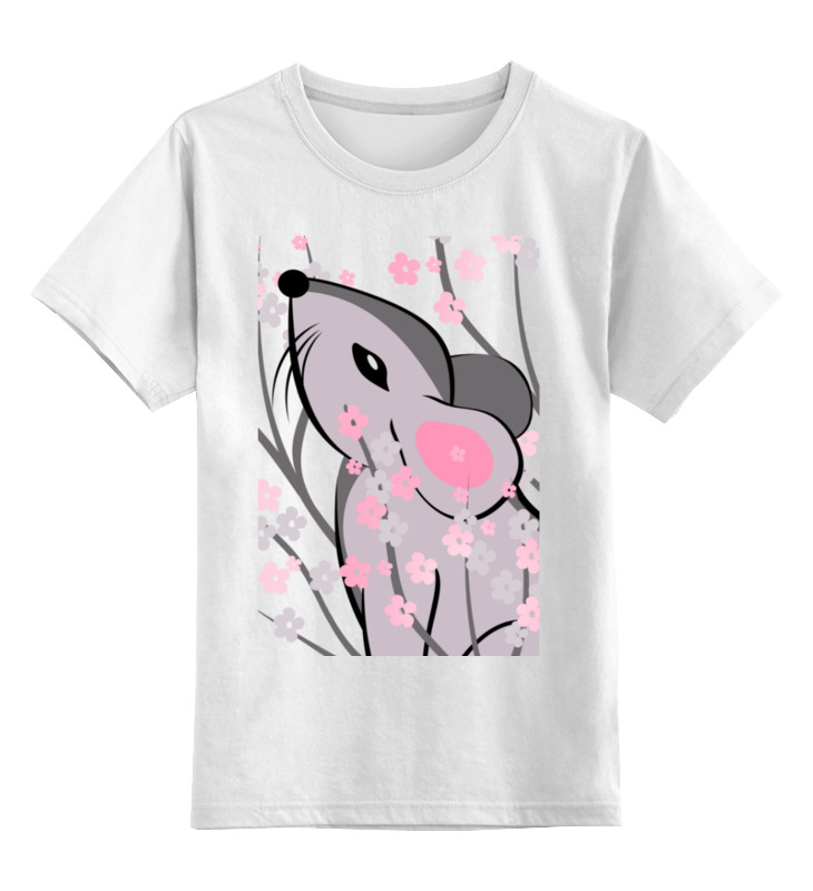 Printio Детская футболка классическая унисекс Мышка и сакура детская двухрядная деревянная гармоника с 10 отверстиями милая мультяшная детская музыкальная развивающая игрушка для начинающих