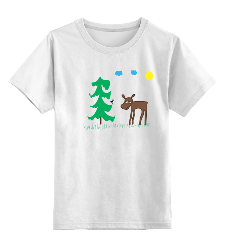 Printio Детская футболка классическая унисекс Лосёнок и птичка