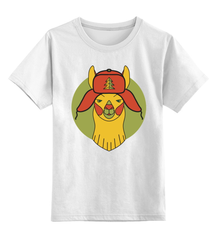 Printio Детская футболка классическая унисекс Лама в ушанке