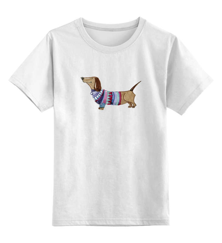 printio детская футболка классическая унисекс собака такса Printio Детская футболка классическая унисекс Акварельная такса