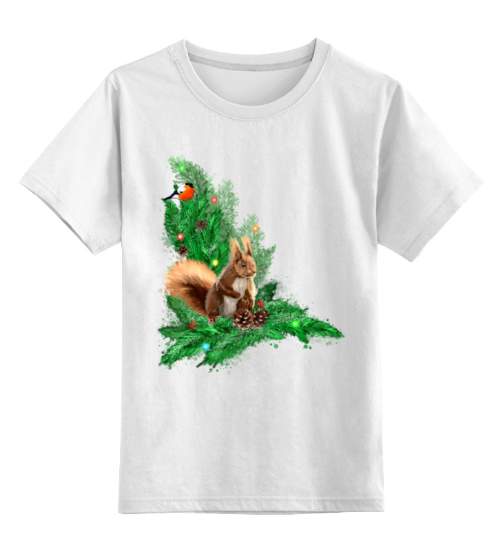Printio Детская футболка классическая унисекс Белочка с шишками на елке. printio майка классическая белочка с шишками на елке