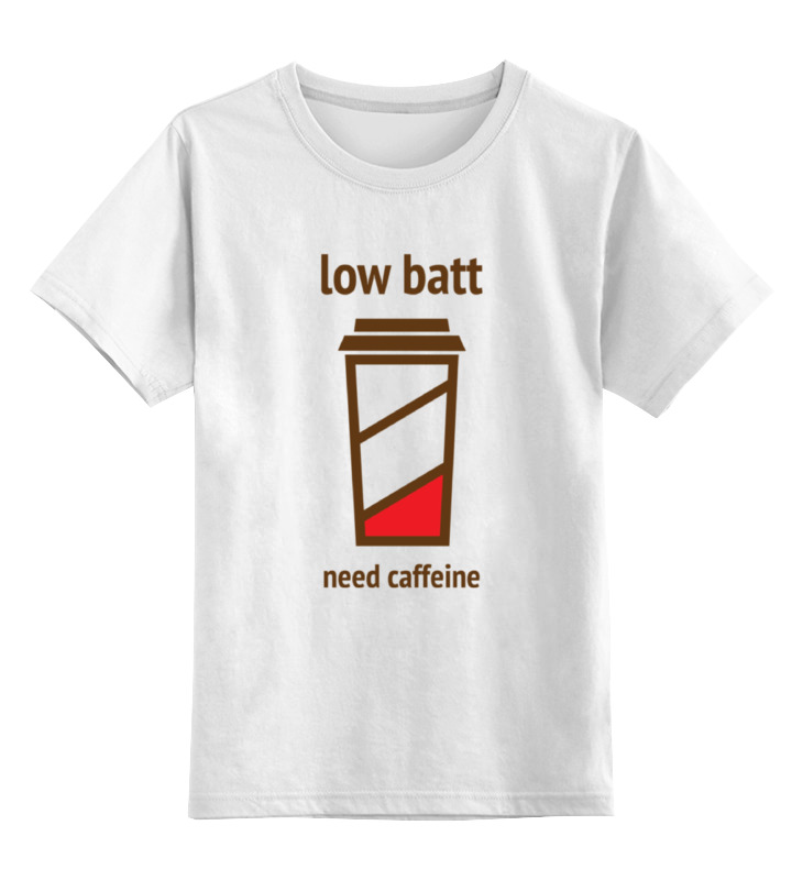 Printio Детская футболка классическая унисекс Low batt need caffeine printio футболка wearcraft premium low batt need caffeine