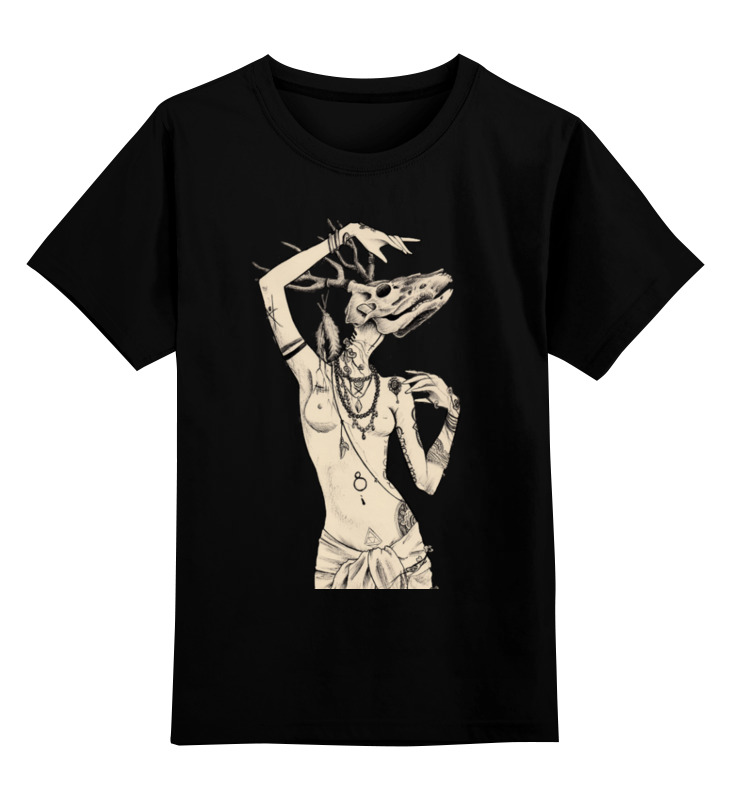 Printio Детская футболка классическая унисекс Девушка с черепом оленя